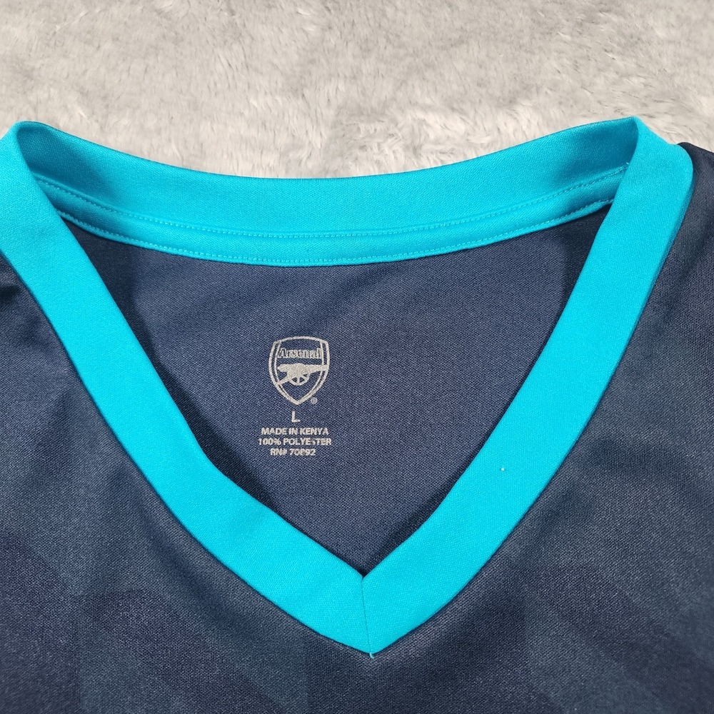 Arsenal Shirt Mens Large Navy Blue EPL Soccer V-Neck Polyester Training Top - Picture 4 of 11